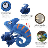 KUTKUT Squeaky Plush Stuffed Chameleon Knotted Cotton Rope Interactive Dog Toy - kutkutstyle